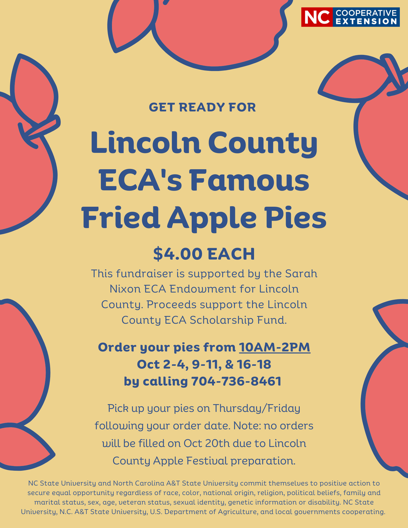 ECA fried apple pie fundraiser flyer