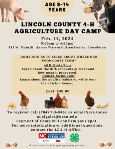 Cover photo for Lincoln County 4 - H Agriculture Day Camp - Feb. 19, 2024