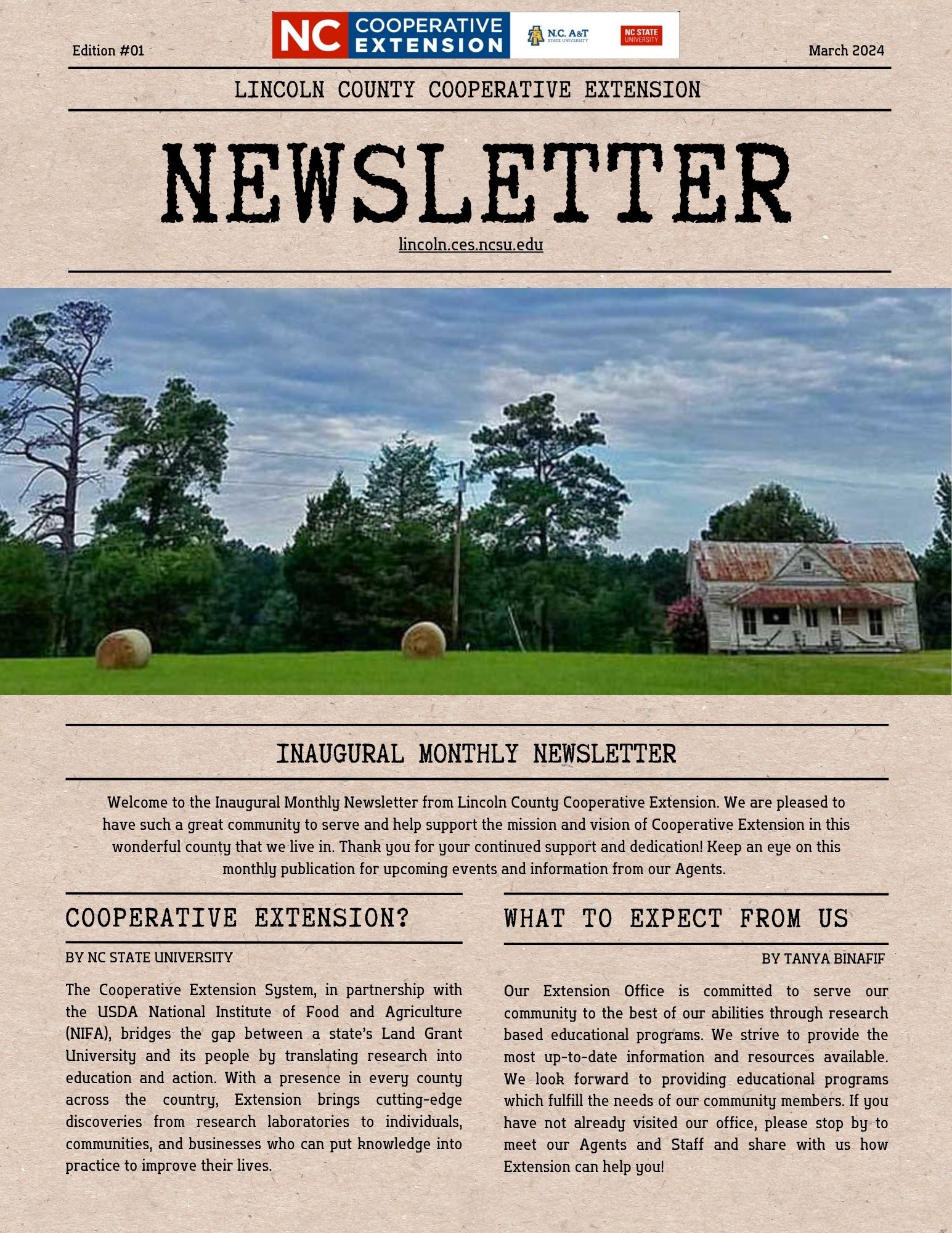 1st Page of March Newsletter
