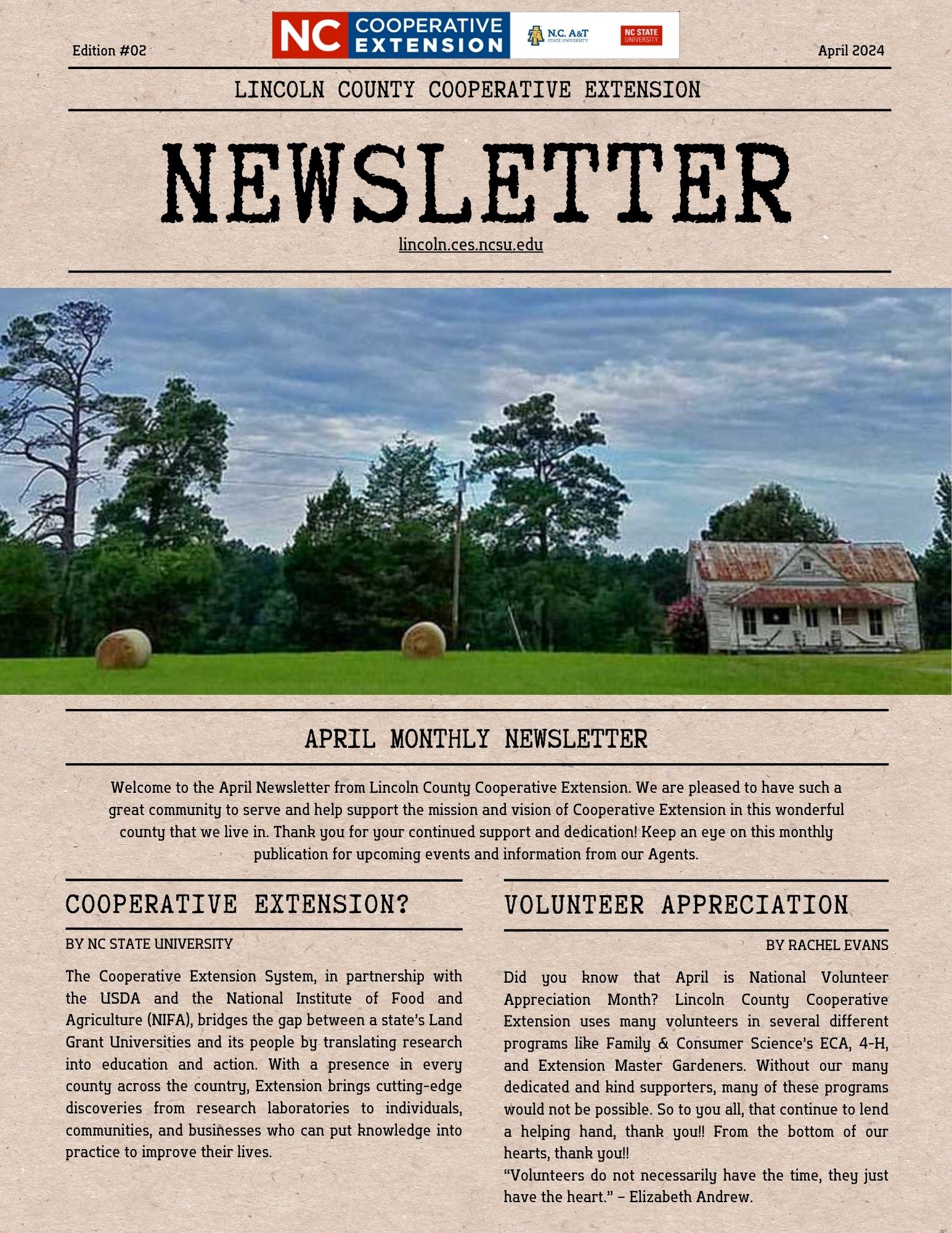 1st page of April Newsletter