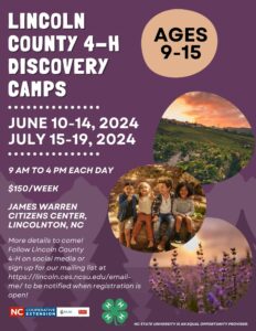 Cover photo for Lincoln County 4 -H Discovery Camps