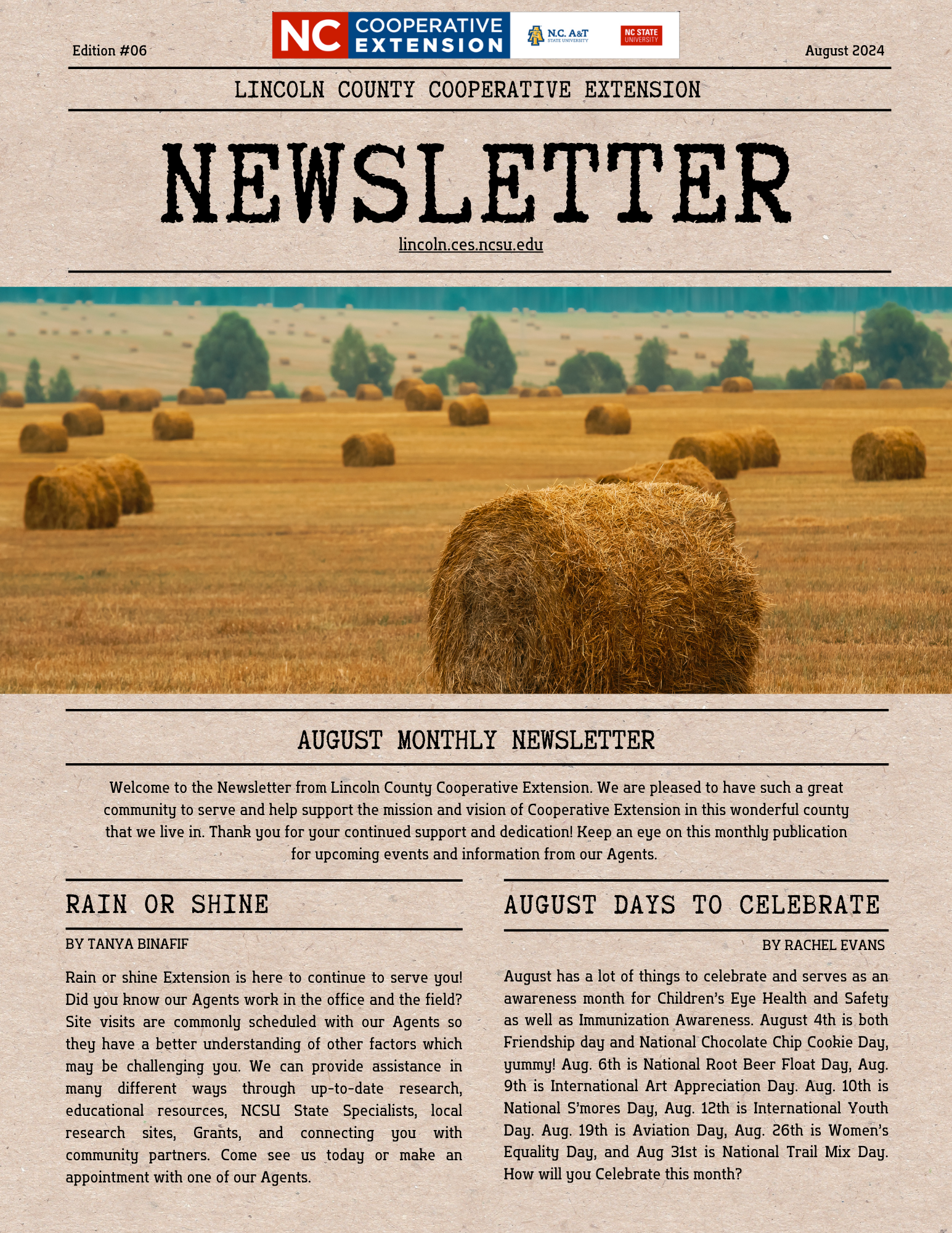 page 1 of August newsletter