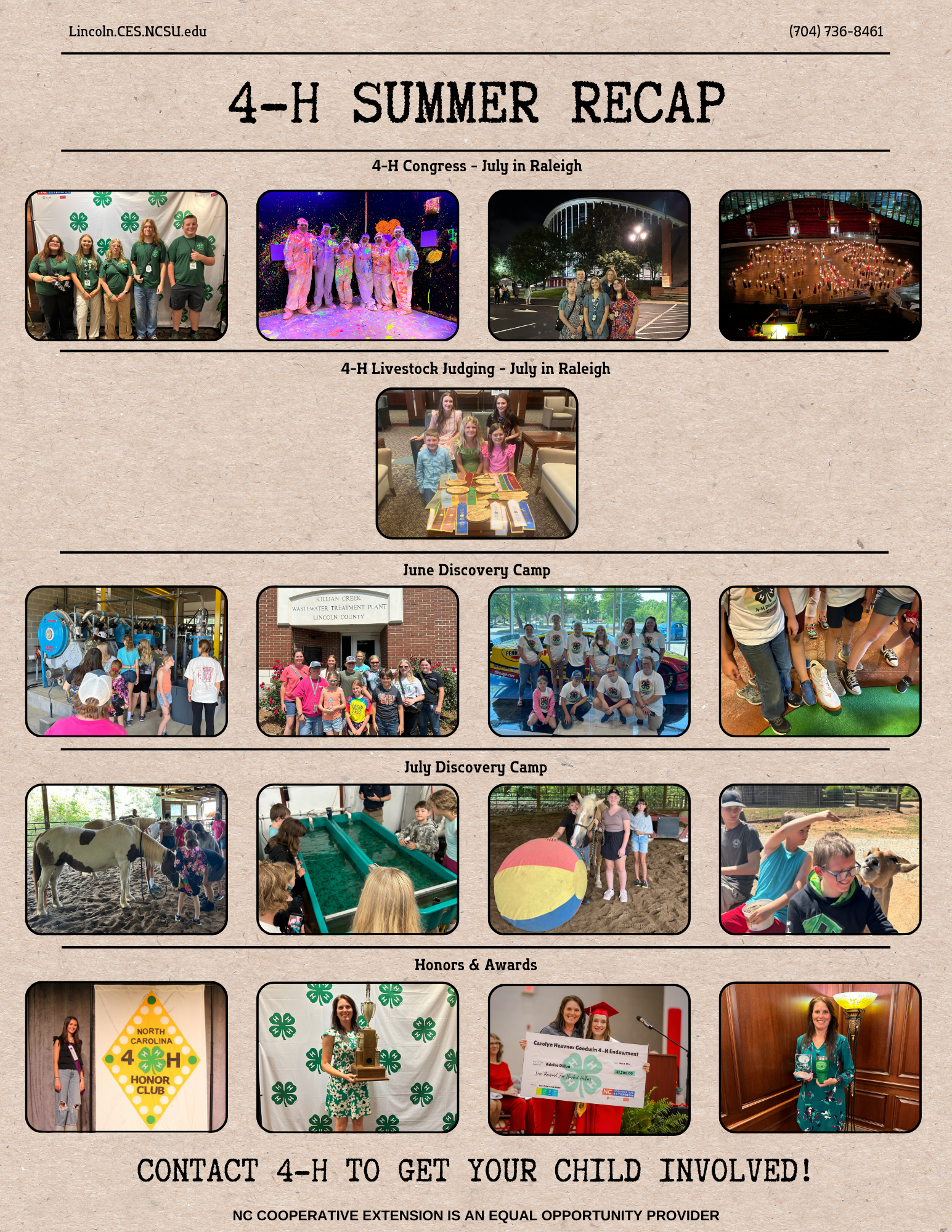 4-H Summer Recap showing images of what 4-H has been up to over the summer.