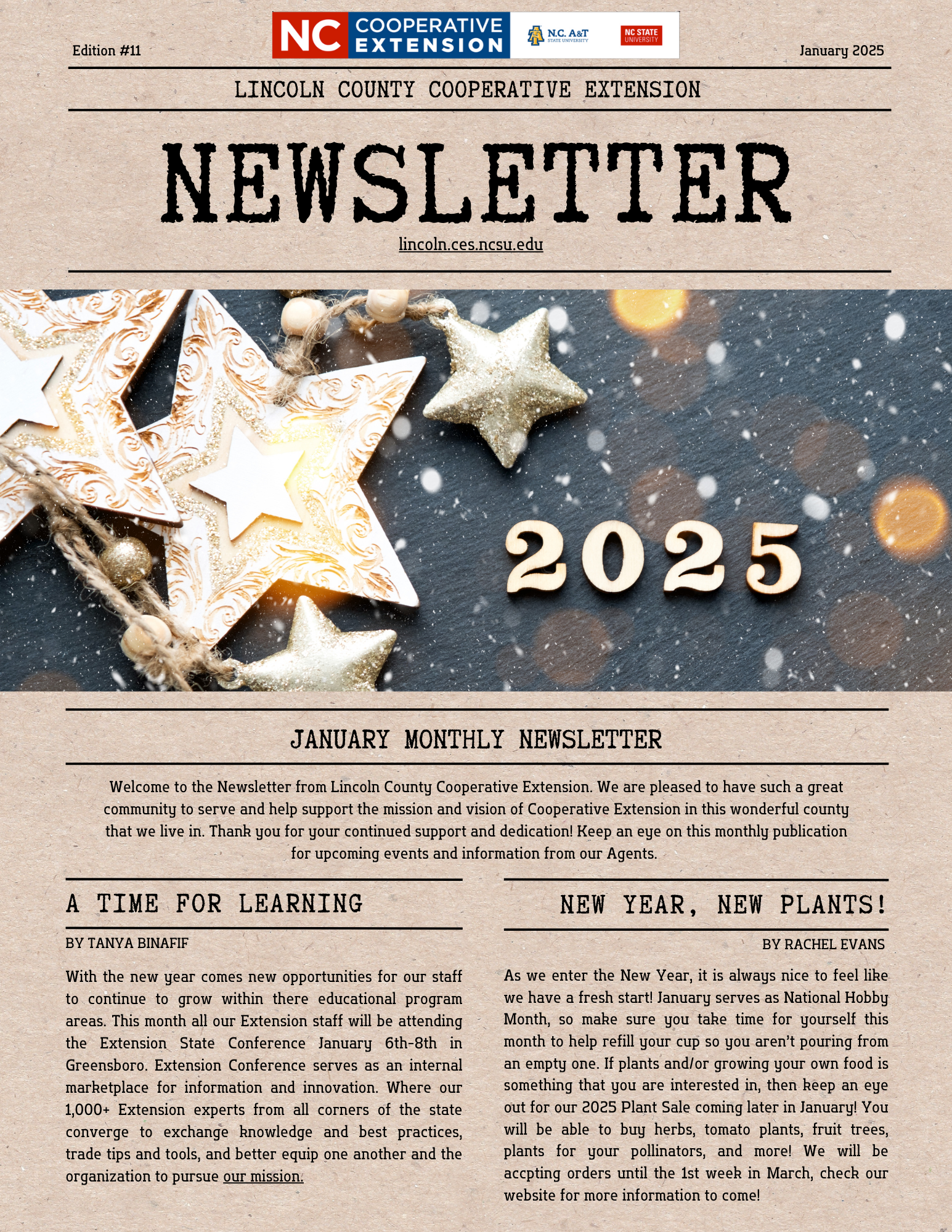 page 1 of the January 2025 Newsletter