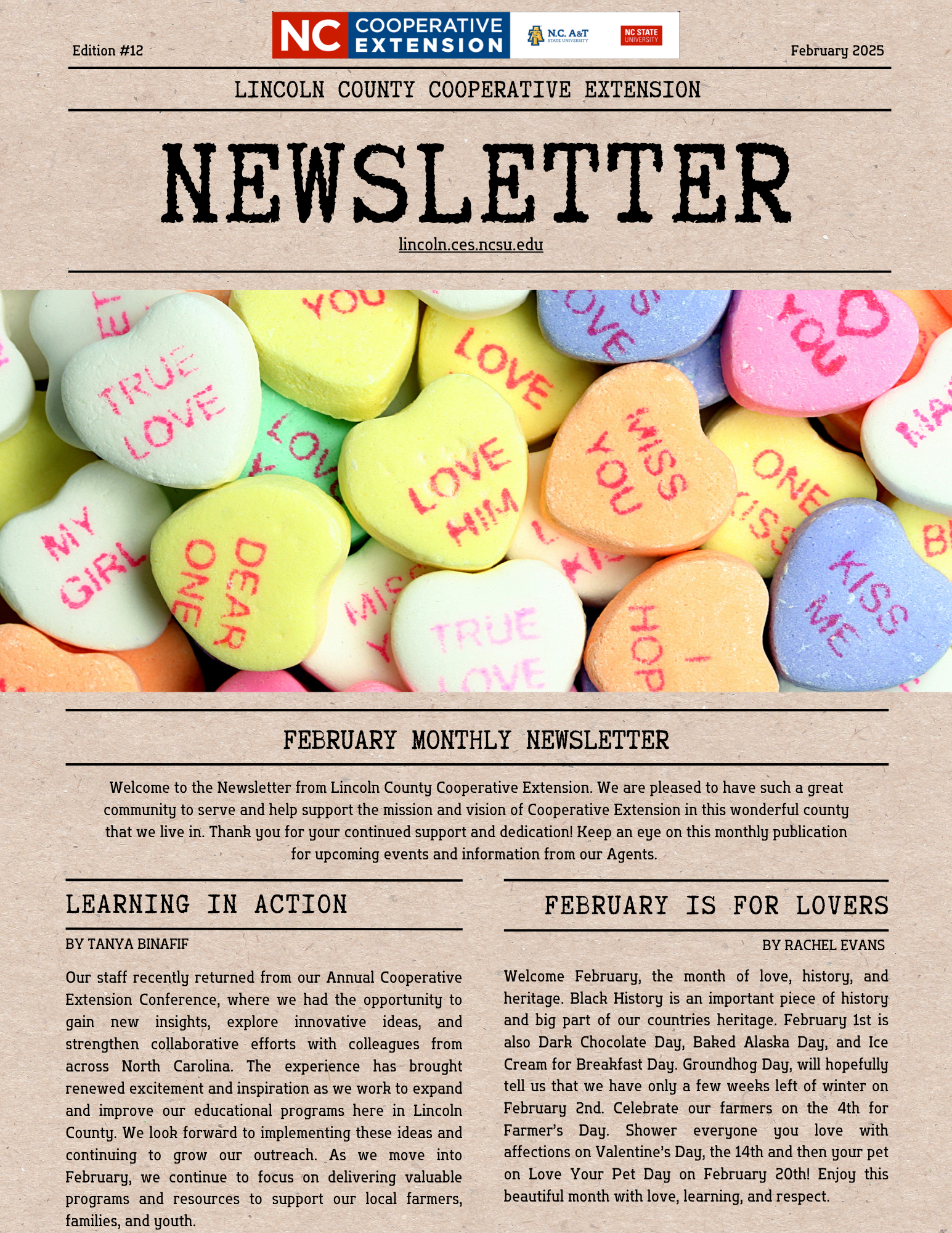 Page one of the February 2025 Newsletter