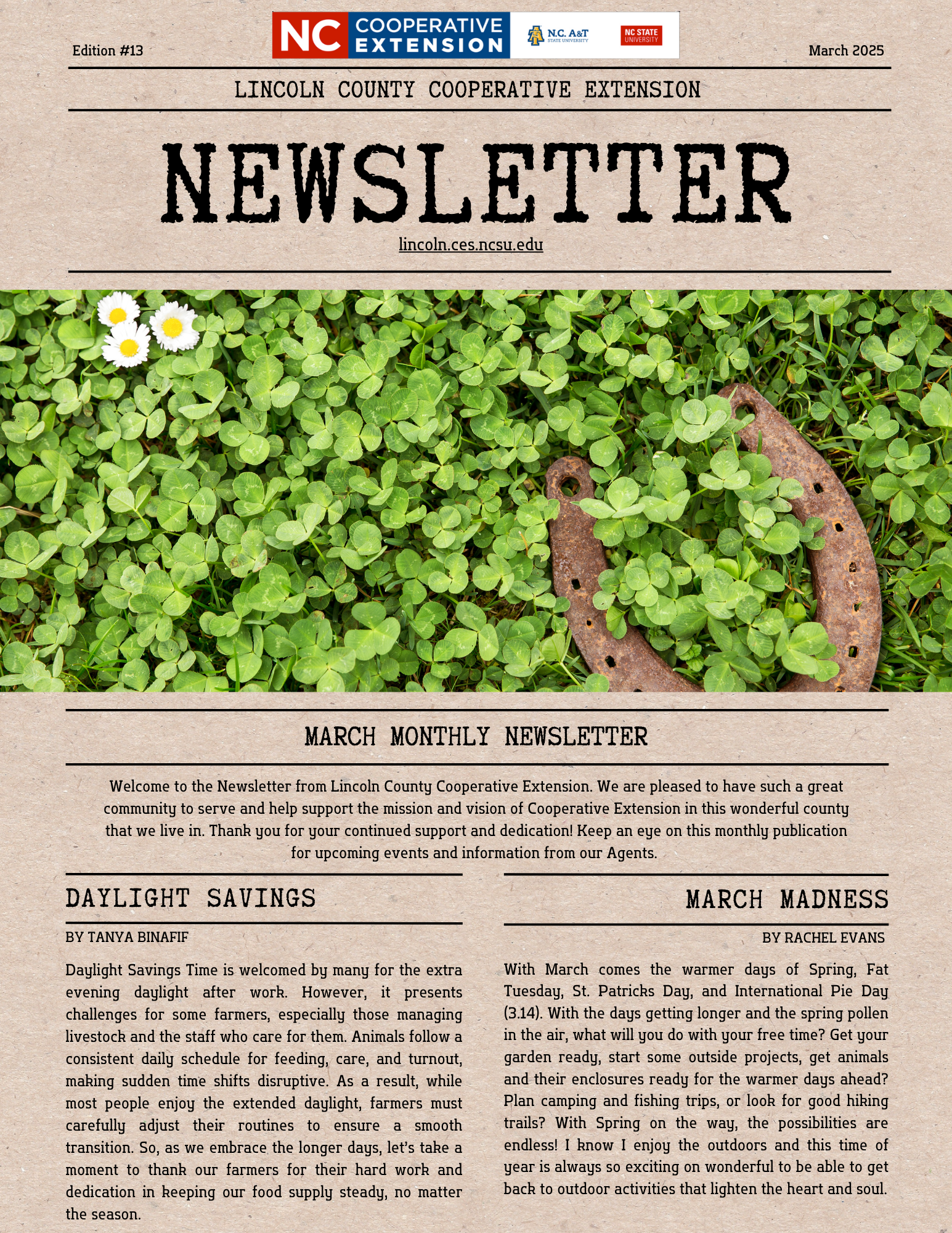 page 1 of March newsletter