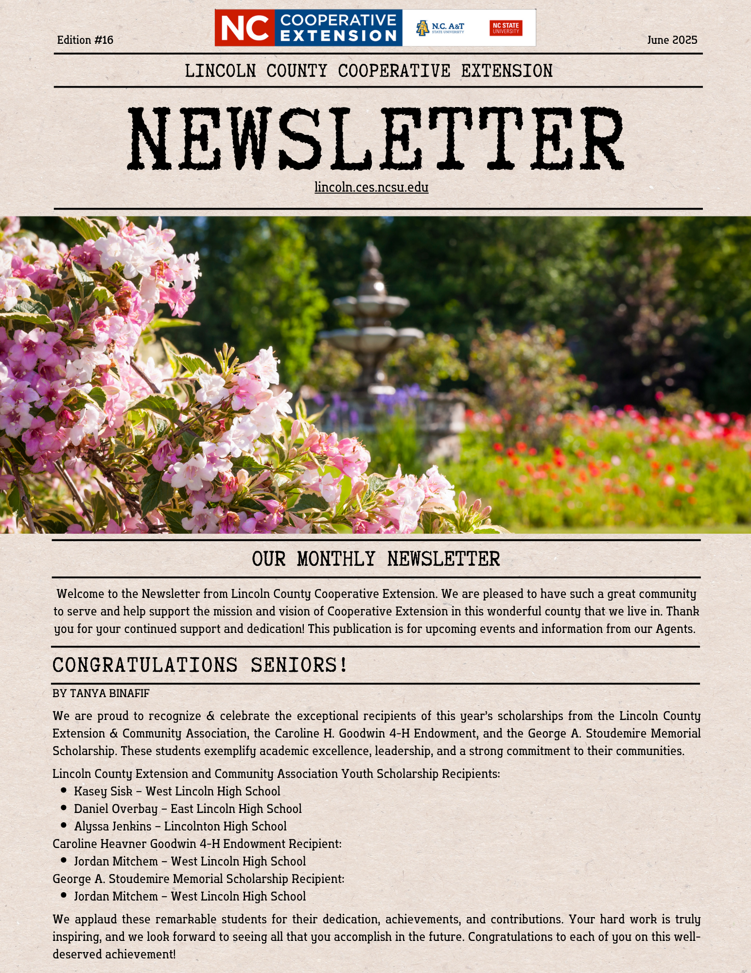 Cover Page of June 2025 Newsletter