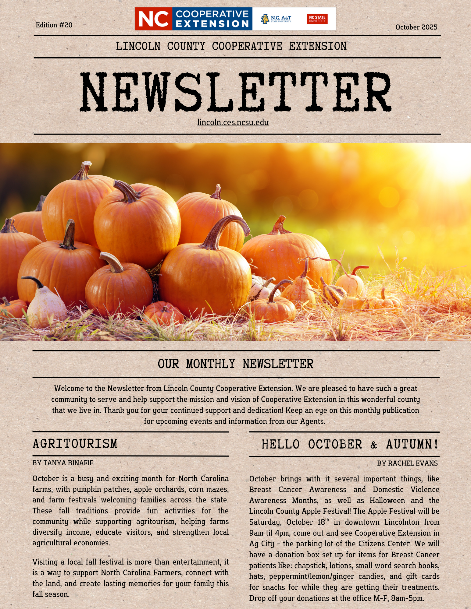 front page of October 2025 Newsletter