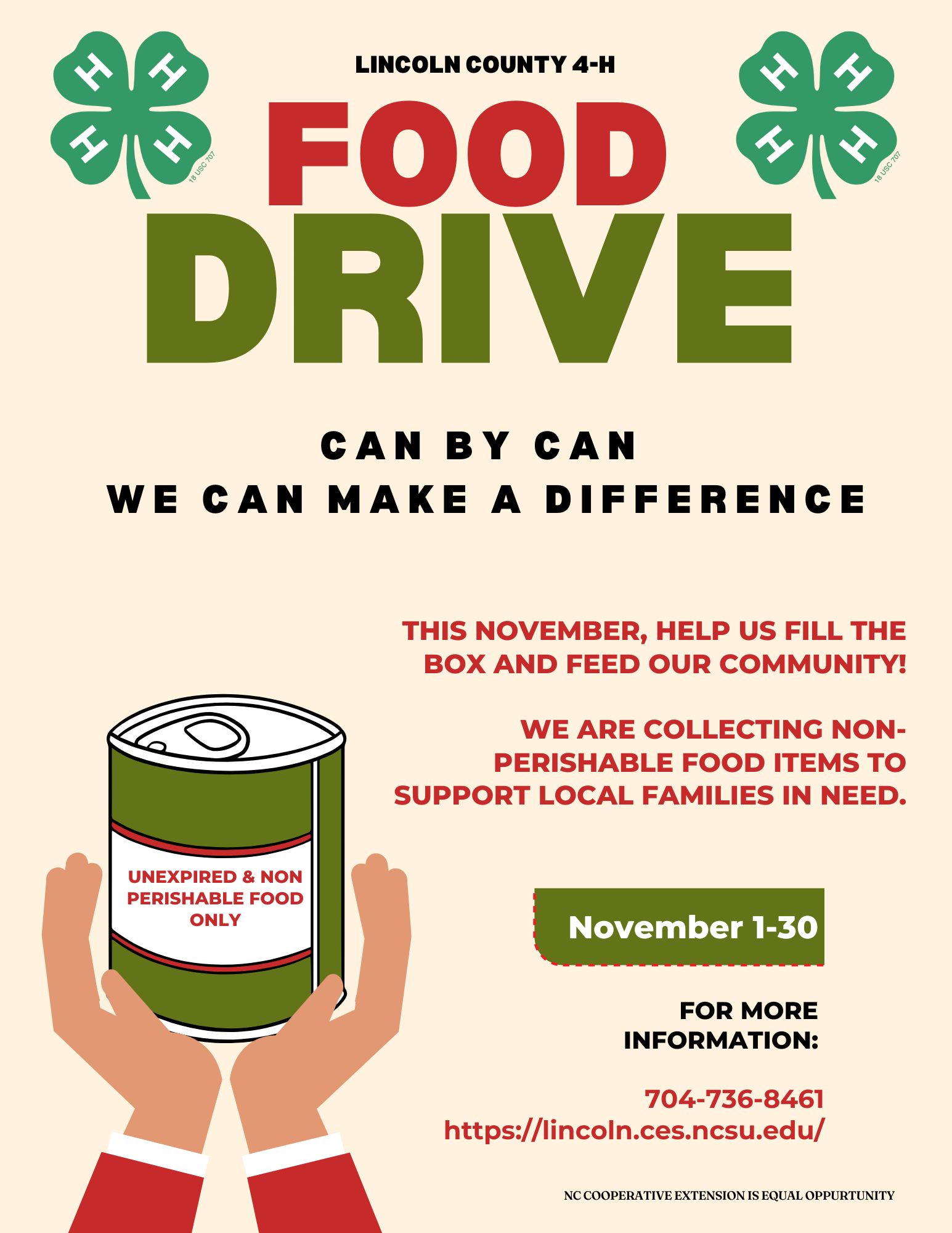 Food Drive, Can By Can, We CAN make a difference.