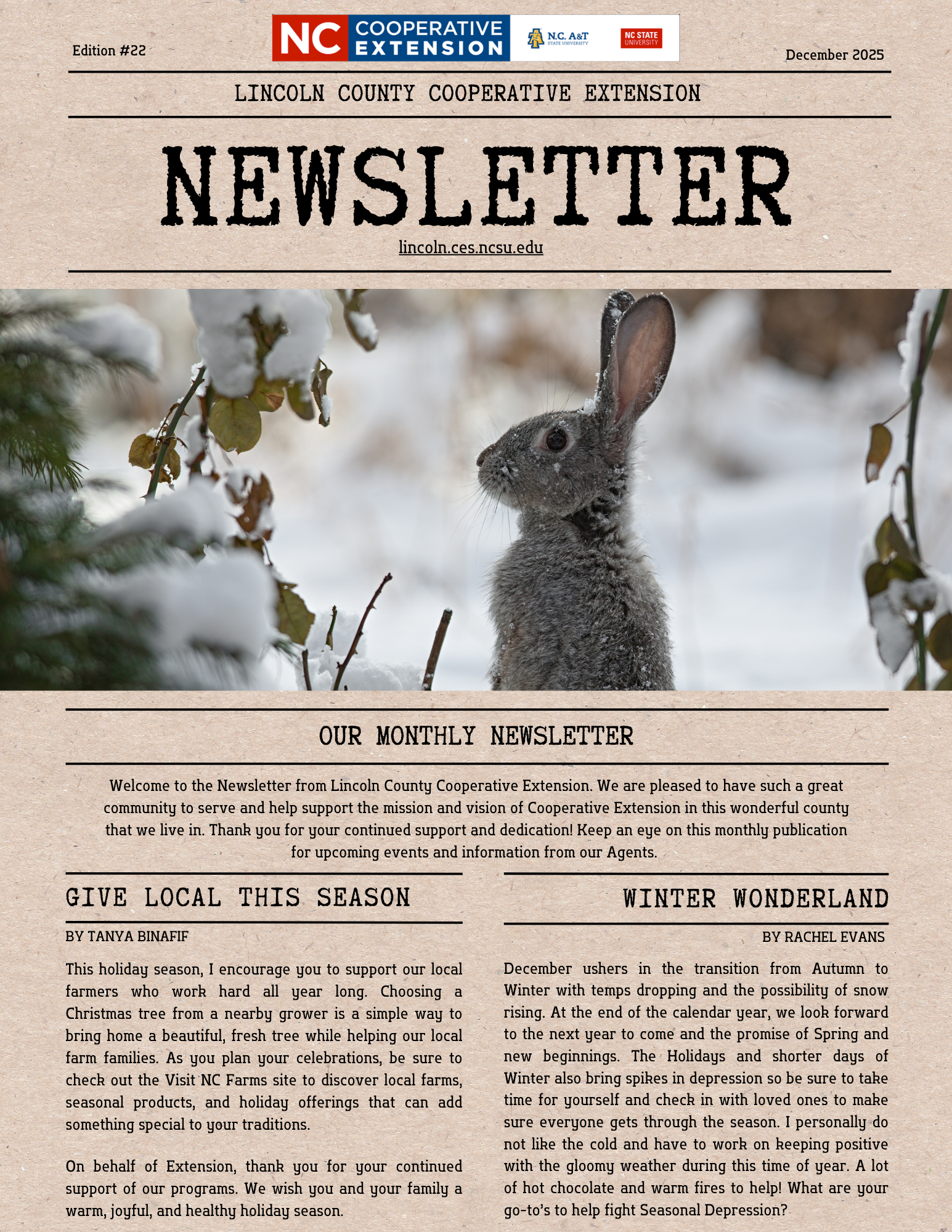 cover page of December 2025 Newsletter